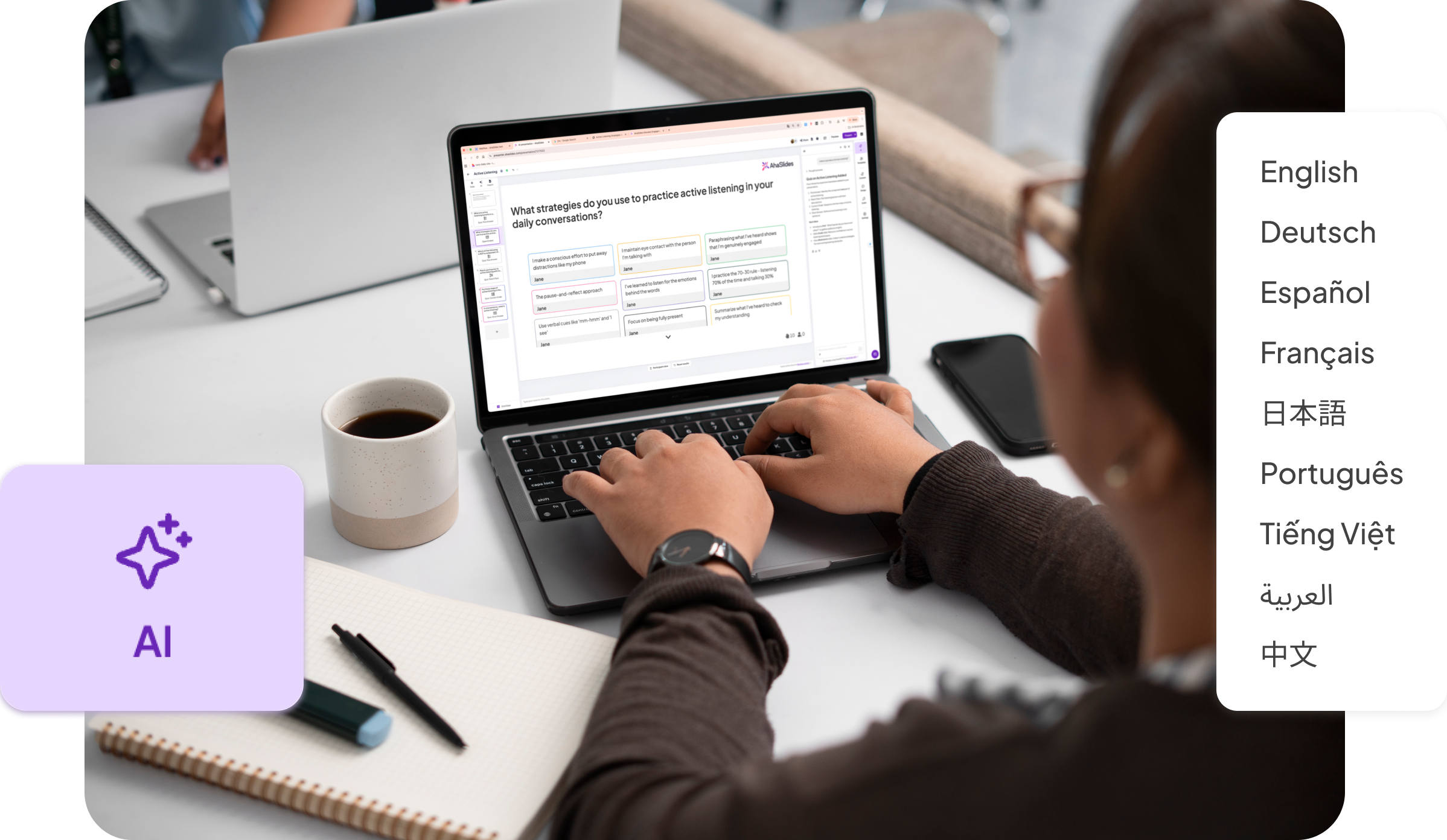 Хусусияти AI бо забонҳои гуногун дастрас аст